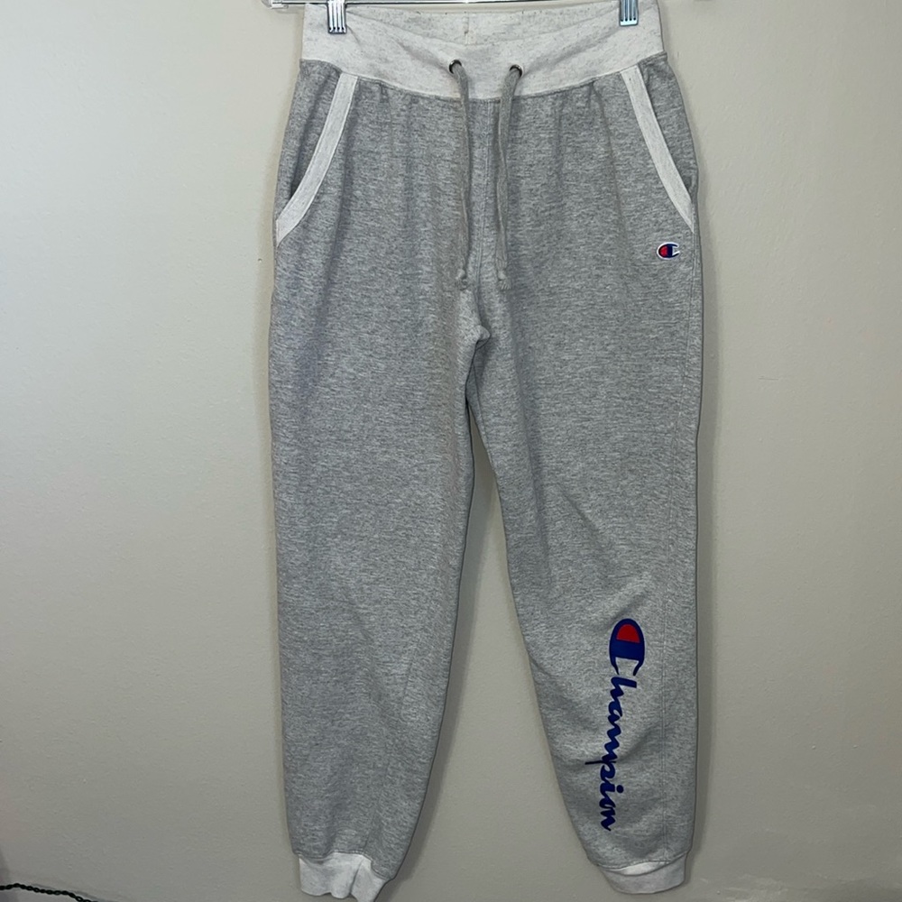 Champion S SMALL Powerblend Joggers Script Logo GF937 Gray Sweatpants Women